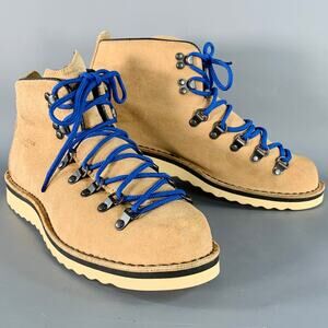 DANNER Size 9 Mountain Light Tan Blue Nubuck Lace-Up Hiking Boots
